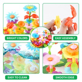 VELIYAKA 139 PCS Flower Garden Building Block Toys for Girls Age 3, 4, 5, 6, 7 Year Old - Educationcal STEM Toys with Moving Storage Box - Colorful Flowers Stacking Toddlers Play Set for Kids Age 3-6