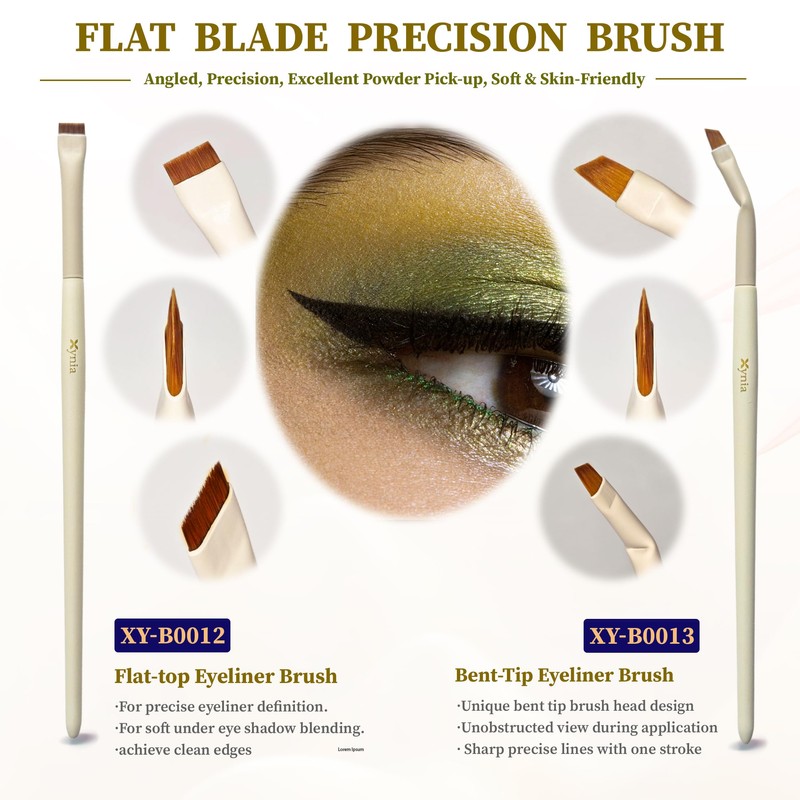 6Pcs Eyeliner & Eyebrow Brush Set Angled Blade & Sickle