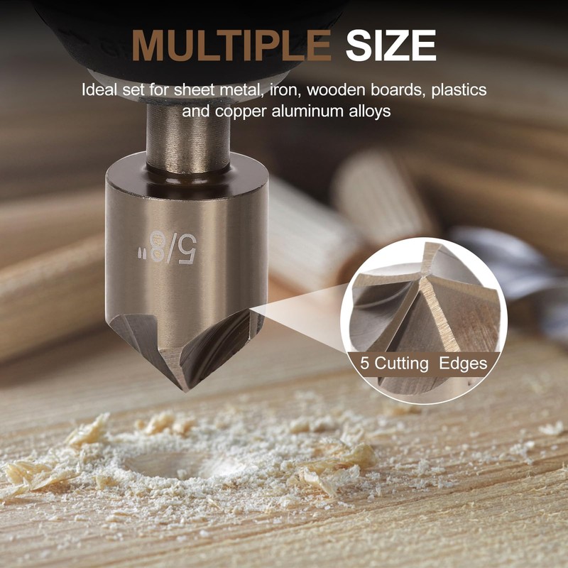 5 Pcs Step Drill Bit & 5 Pcs Countersink Drill