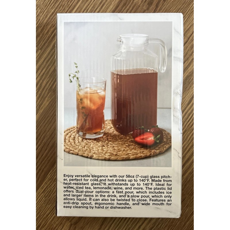 Sedona Retro Clear Glass Ribbed Rectangular 58 oz. Hot &