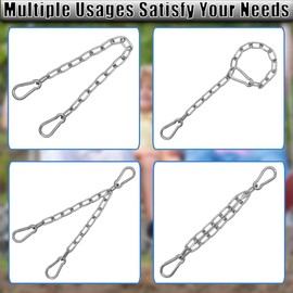 Walquicks 2pcs Gate Chain Locks, 20 Inch Stainless Steel Gate Chain Link with Carabiners Security Gate Latch for Outdoor Fence, Yard, Barn, Horse, Goat, Dog Stall, Cow Corral Supplies (3mm Thick