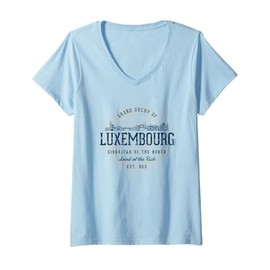Womens Vintage Luxembourg Retro V-Neck T-Shirt