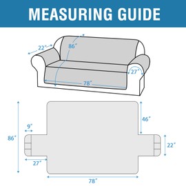H.VERSAILTEX 100% Waterproof Sofa Covers for 3 Cushion Couch Modern Sofa Cover for Dogs XL Couch Covers for Oversized Sofa with Elastic Straps (Oversized Sofa, Smoke Blue/Beige)