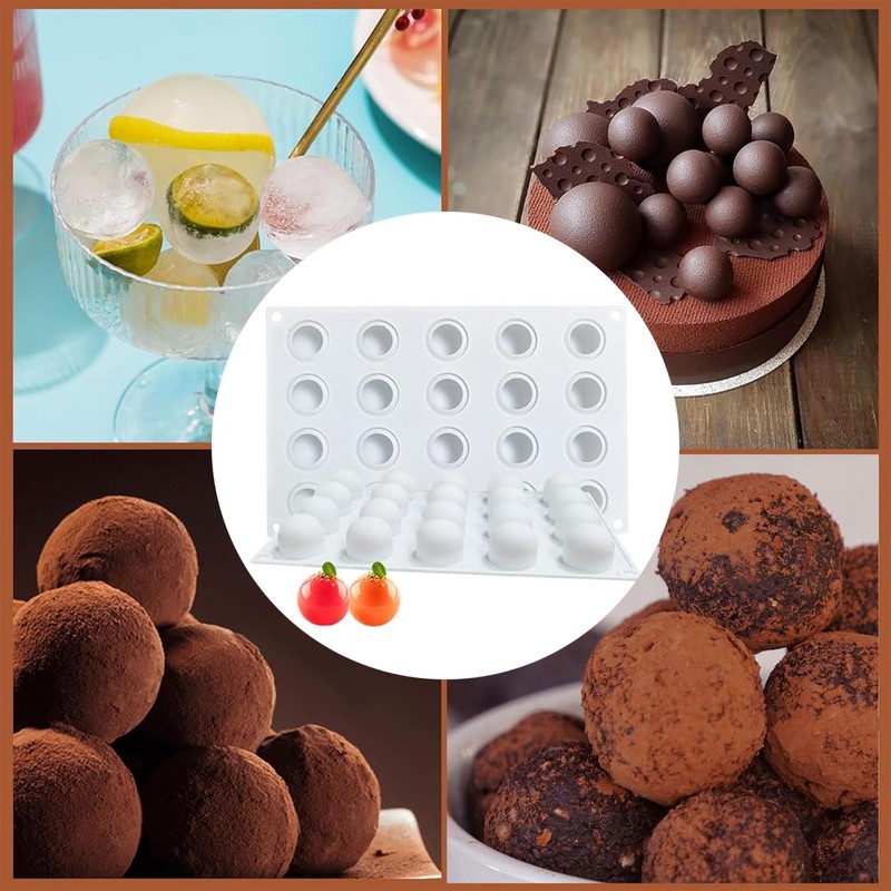 3D Silicone Sphere Molds,Sphere Chocolate Cookie Round Ball Mold