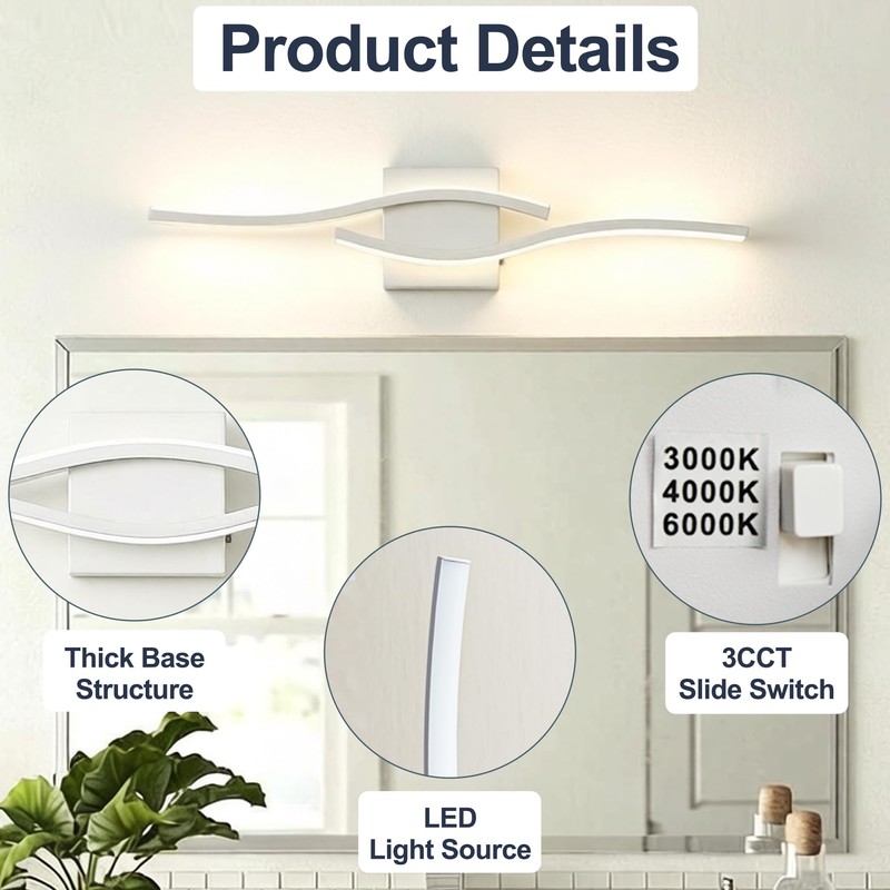 Amansour 23 Inch Modern LED Bathroom Vanity Light Fixture, 3