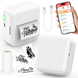 HUIJUTCHEN Portable Bluetooth Label Maker Machine with 30x50 mm Tape, Compact & Wireless Mini Label Printer Thermal Label Maker for Home, Office, Kitchen, Compatible with iOS & Android, White