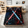 Neon Red Blue Light Up Sword Bed Sheets King Size