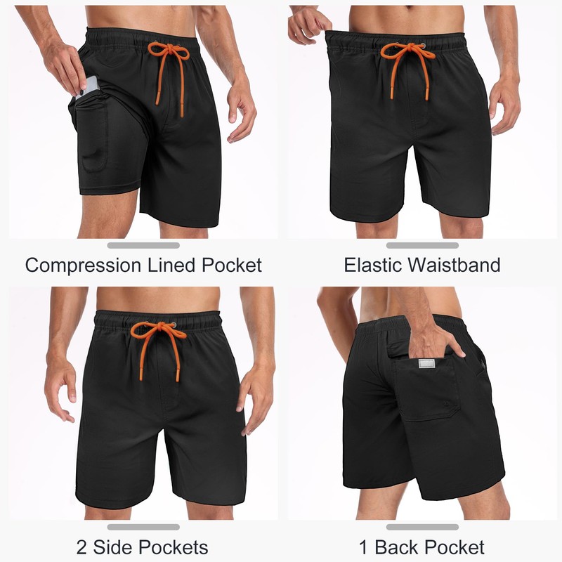 BLATIAL Mens Swim Trunks with Compression Liner 2 in 1