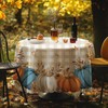 iEvery Autumn Round Table Cloth 150cm, Wipe Clean Pumpkin Thanksgiving