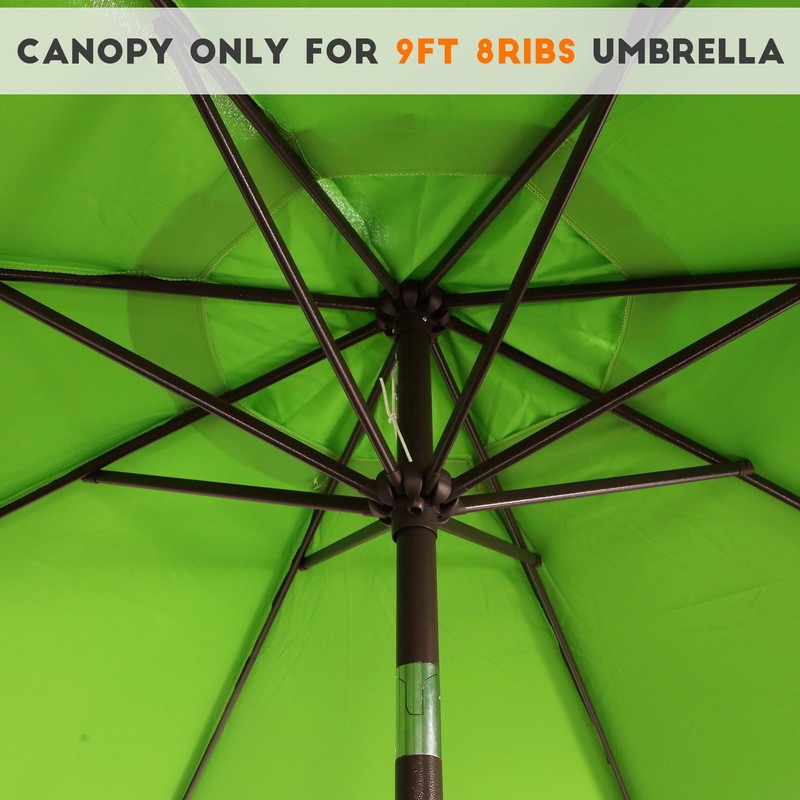Blissun 9ft Patio Umbrella Replacement Canopy, Market Umbrella Top, Outdoor