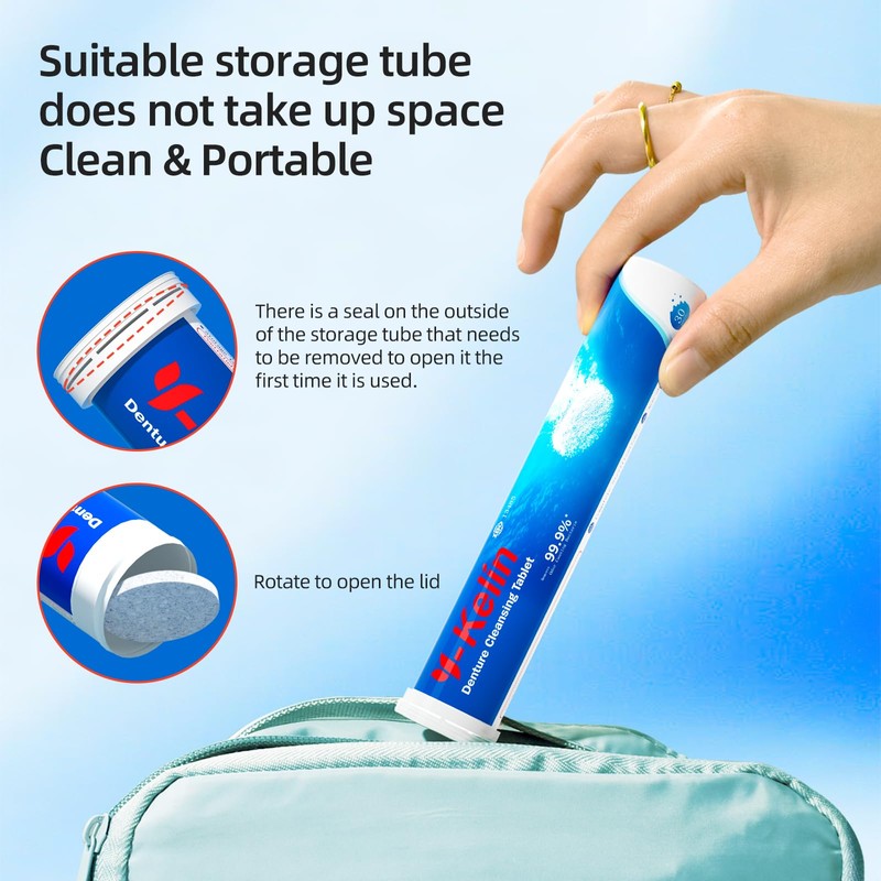 Denture Cleaning Tablets - 120 Retainer Cleaner Tablets, Removes Odors