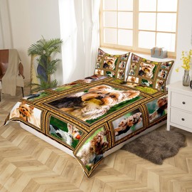 Feelyou Yorkshire Terrier Bedding Set Queen Size Cute Dog Puppy Comforter Cover for Kids Teens Adults Yorkshire Terrier Lover Gift Duvet Cover Dog Lover Bedspread Cover Room Decor with 2 Pillow Case