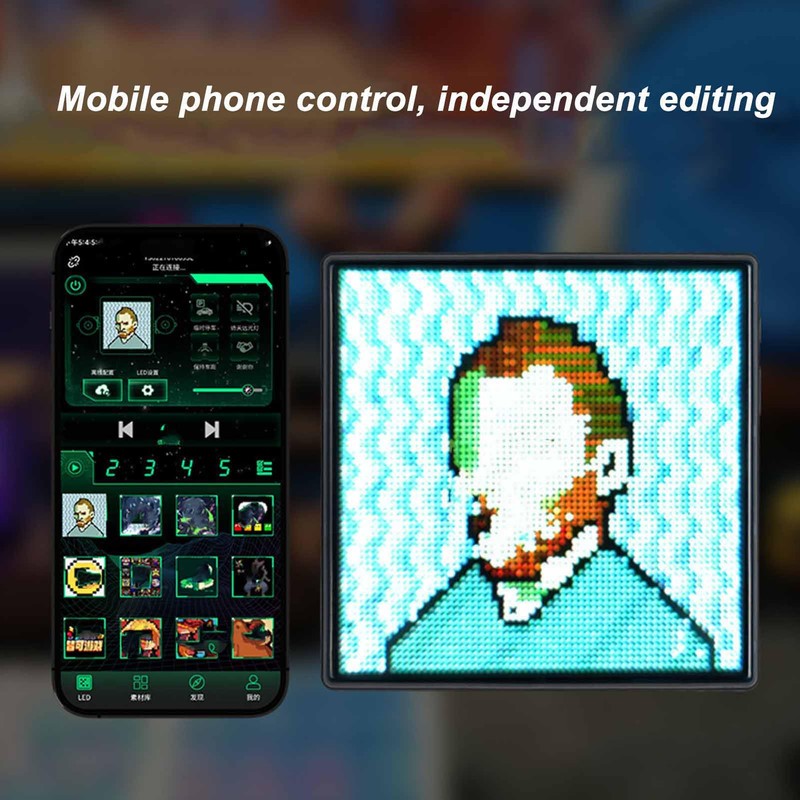 VBESTLIFE Pixel Display, 64X64 LED Pixel Panel Display Frame with