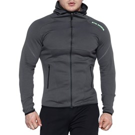 BROKIG Men's Full-Zip Athletic Hoodies,Workout Training Sport Muscle Sweatshirt(Large,Gray)…