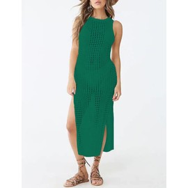 Bsubseach Womens Swimsuit Crochet Cover Up Sleeveless Bikini Swimwear Bathing Suit Beach Dress