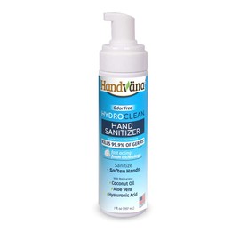 Handvana HydroClean Foam Hand Sanitizer - Alcohol-Free Foam Sanitizer Kills 99.9% of Germs & Softens Hands, Odor-free, Unscented Sanitizing Formula with Coconut Oil, Aloe Vera, & Hyaluronic Acid