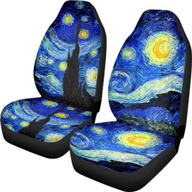 LACIYISON Starry Night Pattern Thicker Car Seat Covers Comfortable Cozy Front Seat Covers Seat Protector Fit for All-Season Universal Car Interior Accessories