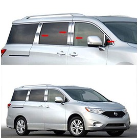 Made in USA! Compatible with 2011-2015 Nissan Quest 8PC with Mirror Piece Stainless Steel Chrome Pillar Post Trim