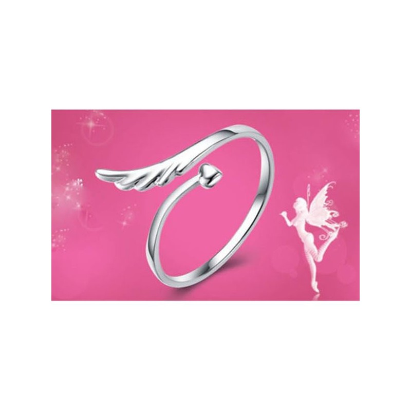 925 sterling silver ring with angel , adjustable