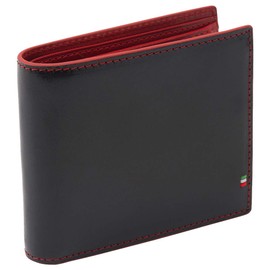 Golbe 1021 Italian Leather Bifold Wallet c/e (Black/Red), multicolor (black / red)