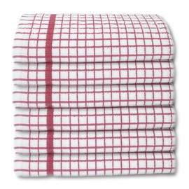 A & B TRADERS 100% Cotton Terry Towelling Tea Towels | Pack of 6 |Kitchen Hand Towels Dish Cloth Super Absorbent Soft Touch (Red)