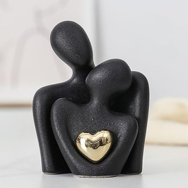 ODMYZG Mini Couple Statue,Couple Hugging Statue,Modern Abstract Art Decoration,Decorative items for TV cabinets,living rooms and bedrooms.Romantic Gifts for Valentine Anniversary Birthday (Black, M)