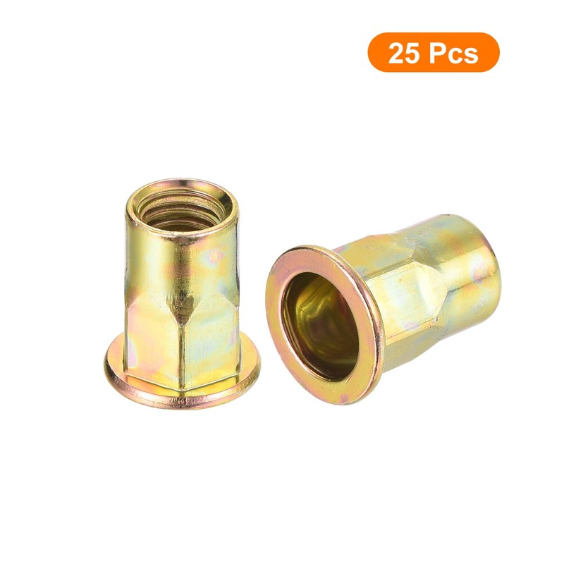 sourcing map 25Pcs Half Hex Body Flange Rivet Nut, M8