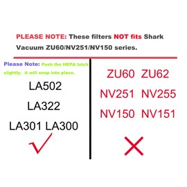 Dttery Filter Replacement for Shark Rotator Navigator Lift-Away ADV DuoClean PowerFins Upright Vacuum LA502, LA322, LA301, LA300, Part XFFK320, XHF320, 4 Foam, 4 Felt, 2 HEPA