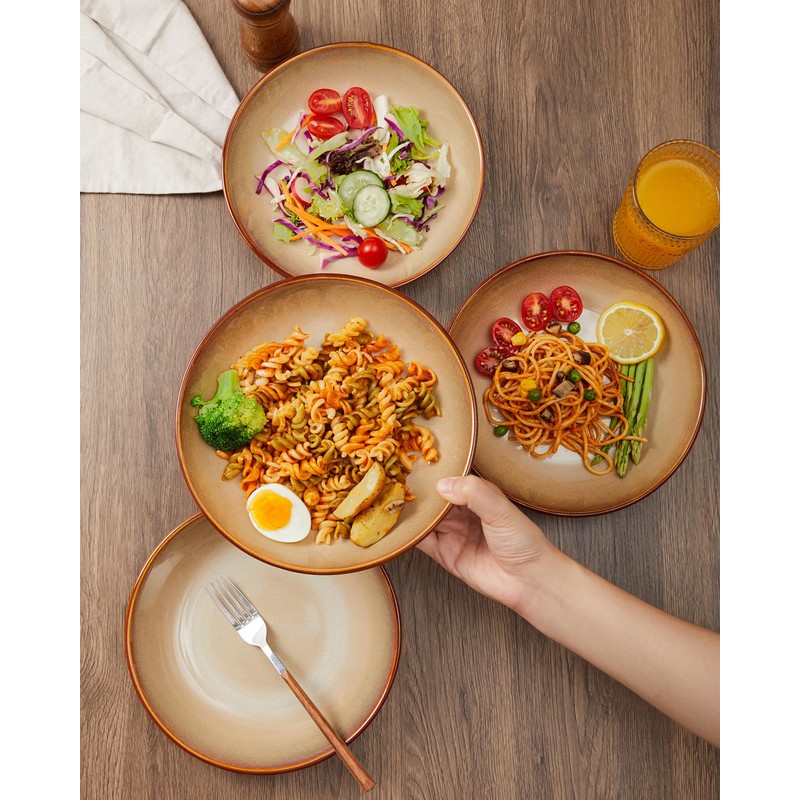 Pokini 8.75 Inch Large Ceramic Pasta Bowls, 32 Oz Reactive