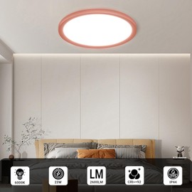 LQWELL® LED Ceiling Light, IP44 Waterproof Round, Flat, Modern, Simple, Thin Light for the Living Room, Bathroom, Bedroom, Kitchen, Balcony, Cellar, Office, 23 W, 6000 K, 2600 LM, 300 x 25 mm