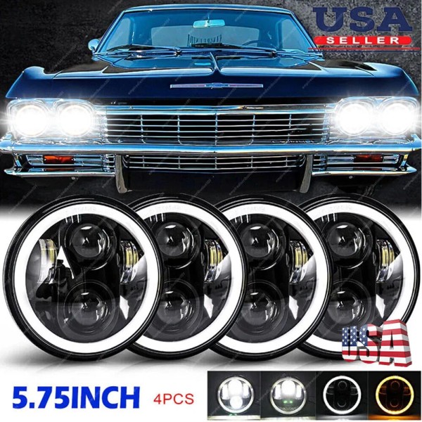Unbranded For Chevy Impala El Camino 4PCS 5.75" 5-3/4"LED Headlights