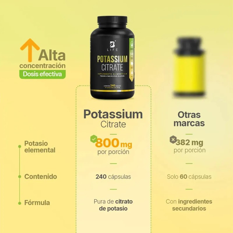 Citrato De Potasio De 240 Cápsulas B Life Sin Sabor