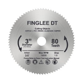 FINGLEE DT 3Pcs 3 inch HSS Circular Saw Blade, 80 Teeth High Speed Steel Cut Off Tool Blade with 3/8 inch Arbor, for Rotary Tools Wood Plastic Cutting(1Pcs)