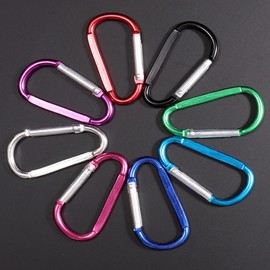Aluminum carabiner D type multipurpose camping hiking hook Random 21ea