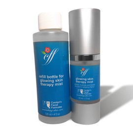 Carolyn's Facial Formulas Glowing Skin Therapy Mist with Refill 120 ml – 4 fl oz | Spray Mist Moisturizer | Made In USA | Glow to All Skin Types (30 ml – 1 fl oz )