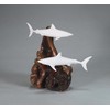 Mako Shark Duo Sculpture by John Perry Pellucida 6in Long