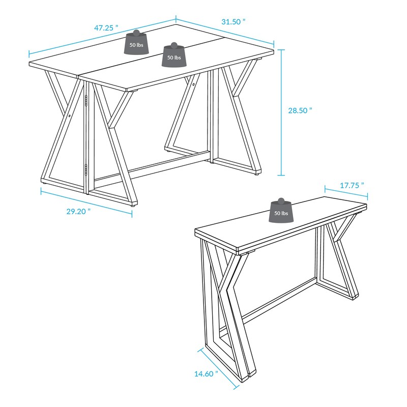 American Trails Solid Wood Folding Convertible Dining Console Table, Natural