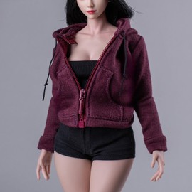 Fremego 1/6 Scale Female Clothes,Female Zipper Hoodie Coat Top Clothes for 12inch PH TBL JO Worldbox Action Figure (Purple)