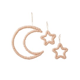 VERTBAUDET Wanddekoration, Mond und Sterne, Wolleffekt, Beige, TU