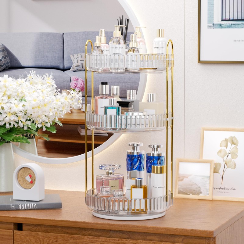 GTI 360° Rotating Makeup Organizer, 3 Tier Large Capacity Perfume