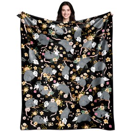 Opossum Blanket Gifts for Possums Lovers Soft Flannel Stuffed Animal Opossum Throw Blanket Birthday Gift Bedding Decor for Women Girls Kids Adults 50"x40"