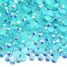 MajorCrafts 2000pcs 5mm ss20 Jelly AB Flat Back Round 14 Facets Resin Rhinestones Arts and Crafts Embellishment Gems (Aqua Blue AB C84)