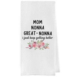 Geqtt Great Nonna Dish Towels - Great Nonna Gifts Waffle Weave Kitchen Towels, Grandma Hand Tea Towel, Grandma Gifts from Grandson Granddaughter (16×24 Inches)