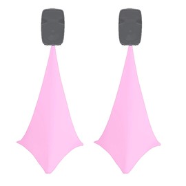 2x spandex stretch speaker stands scrims, DOUBLE SIDED tripod cover (baby pink)