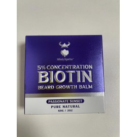 5% Concentration Biotin Beard Balm for Men & Conditioning Beard Wax - Made with Castor Oil Natural and Organic Ingredients - Hydrates & Thickens Facial Hair Growth- 2 Ounce Tin (Passionate Sunset)