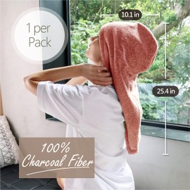 myHomeBody Anti-Frizz Quick Dry Ultra Soft Quick Drying Turban Hair Towel Absorbent Bamboo Fiber Coconut Button - Cinnamon
