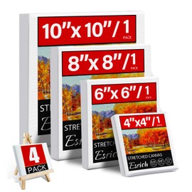 4 Packs Square Canvases for Painting with 4"x 4", 6"x 6", 8"x 8", 10"x 10", Painting Canvas for Oil & Acrylic Paint