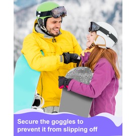 Feekoon Goggle Clip Retention System, Ski Helmet Goggle Clip Replacement, Goggle Strap Clip for Winter Sports, with Strong Adhesive Tape, Keeping the Goggles in Place(White,2 Pack)