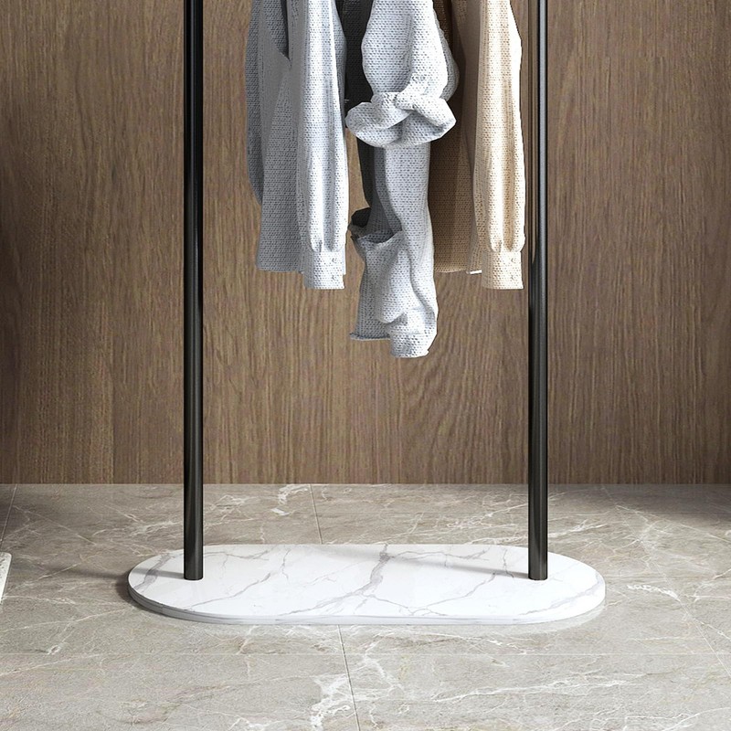Freestanding Clothing Rack with Marble Base,Modern Black Arch Garment Rack