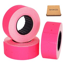 SKIR'CO (4 Rolls) Price Gun Labels 21x12mm Pink Color Price Marker Labels 4000 Price Stickers Price Marking Tags